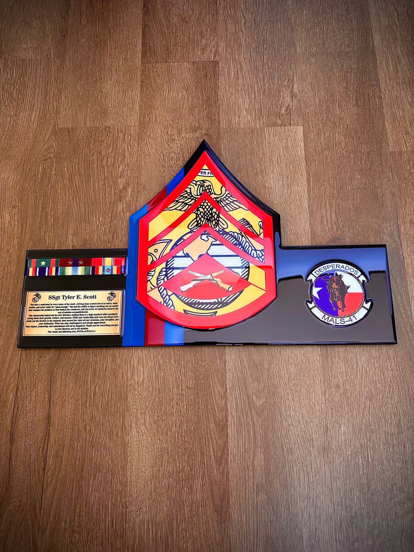 USMC Chevron Rank Plaque V.1 – Marine Corps NCO and Officer Promotion & Retirement Gift
