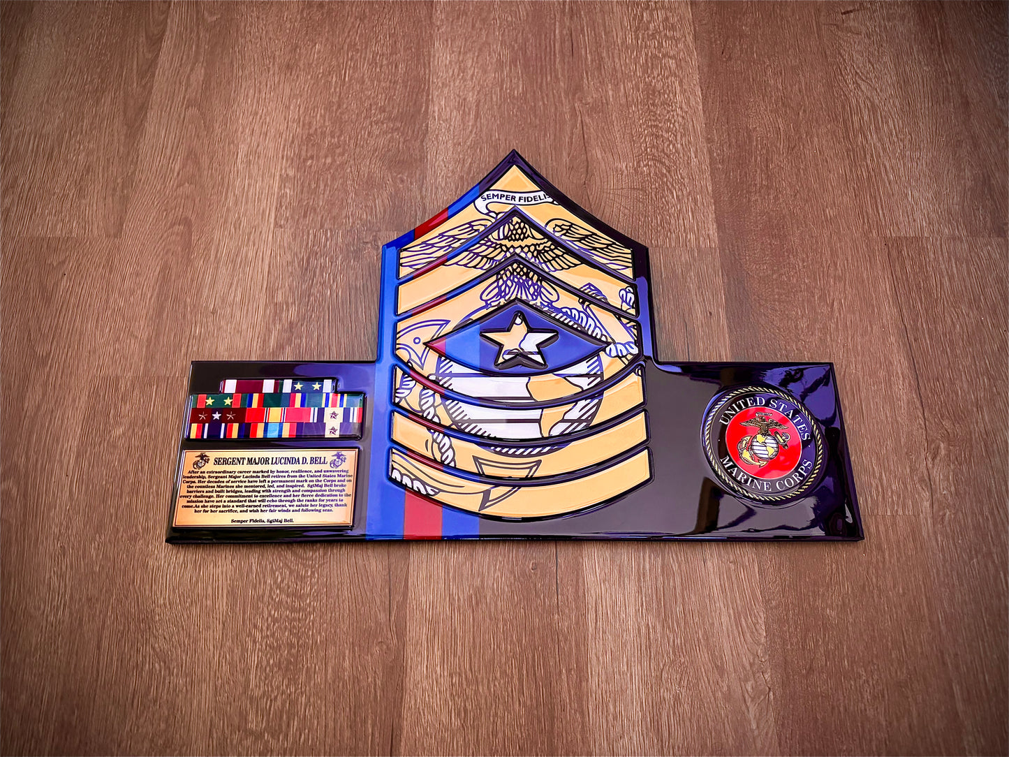 USMC Chevron Rank Plaque V.1 – Marine Corps NCO and Officer Promotion & Retirement Gift