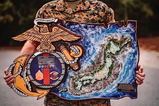 USMC EGA Island Plaque – Marine Corps Eagle Globe Anchor Retirement Gift