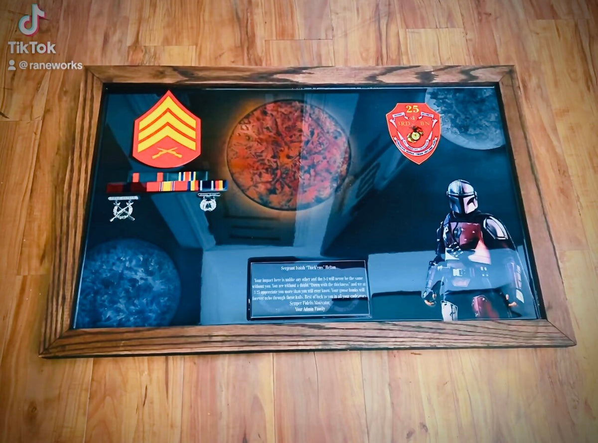 Custom Military Frame Plaque – Handcrafted Wood & Epoxy Veteran Display