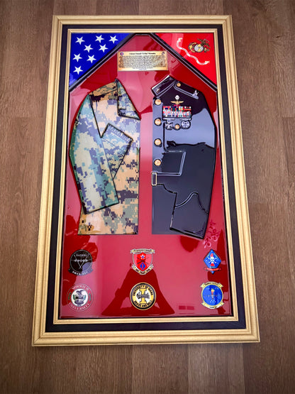Dual Blouse Military Epoxy Resin Display – Side-by-Side Service Shadow Box