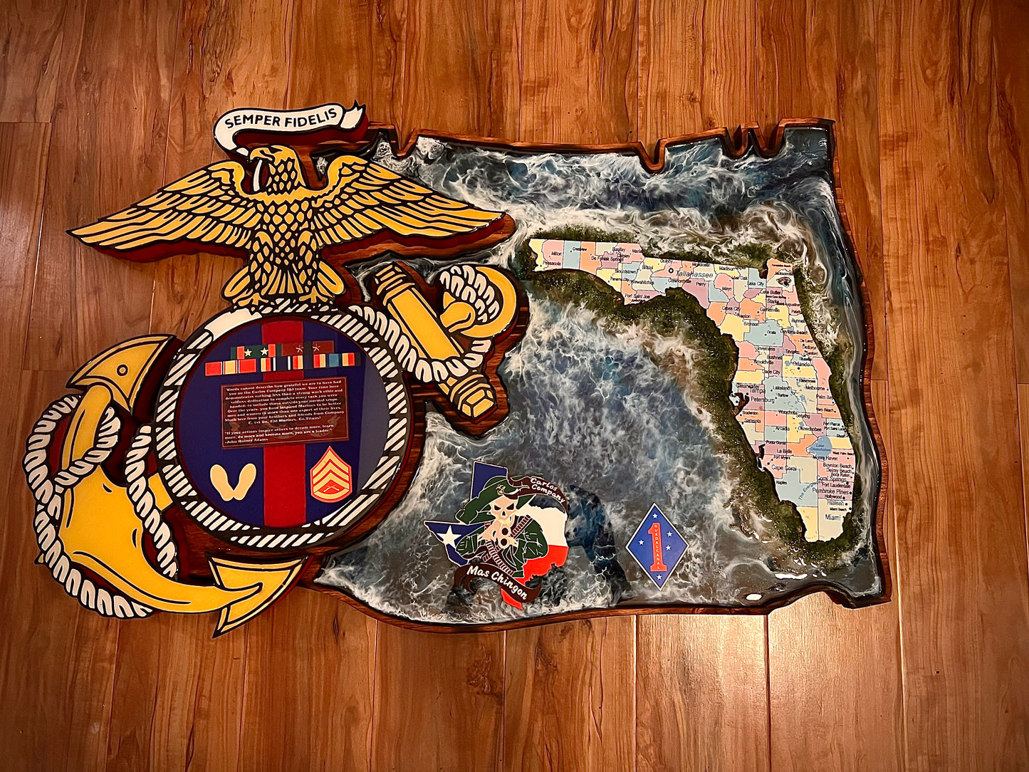 USMC EGA Island Plaque – Marine Corps Eagle Globe Anchor Retirement Gift