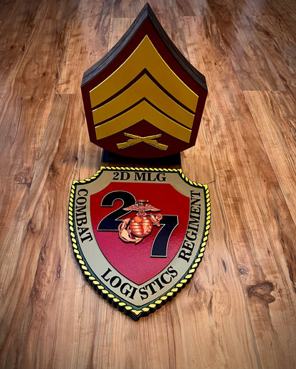 Military Chevron Desk Stand – Custom Rank Display for Marines & Army NCOs and Officers