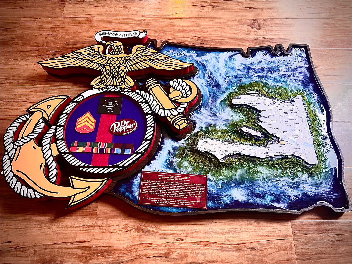 USMC EGA Island Plaque – Marine Corps Eagle Globe Anchor Retirement Gift