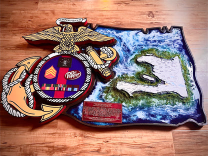 USMC EGA Island Plaque – Marine Corps Eagle Globe Anchor Retirement Gift