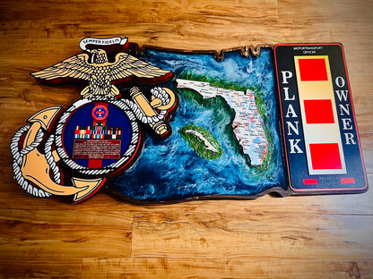 USMC EGA Island Plaque with Rank – Marine Corps Retirement & Promotion Gift