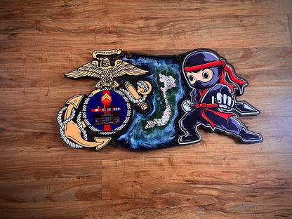 USMC EGA Island Plaque with Rank – Marine Corps Retirement & Promotion Gift