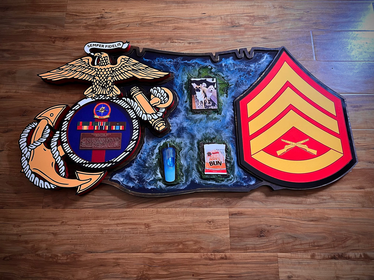 USMC EGA Island Plaque with Rank – Marine Corps Retirement & Promotion Gift