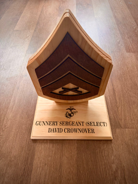 Military Chevron Desk Stand – Custom Rank Display for Marines & Army NCOs and Officers