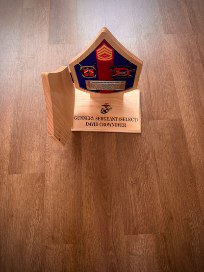 Military Chevron Desk Stand – Custom Rank Display for Marines & Army NCOs and Officers