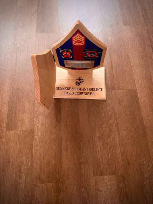 Military Chevron Desk Stand – Custom Rank Display for Marines & Army NCOs and Officers