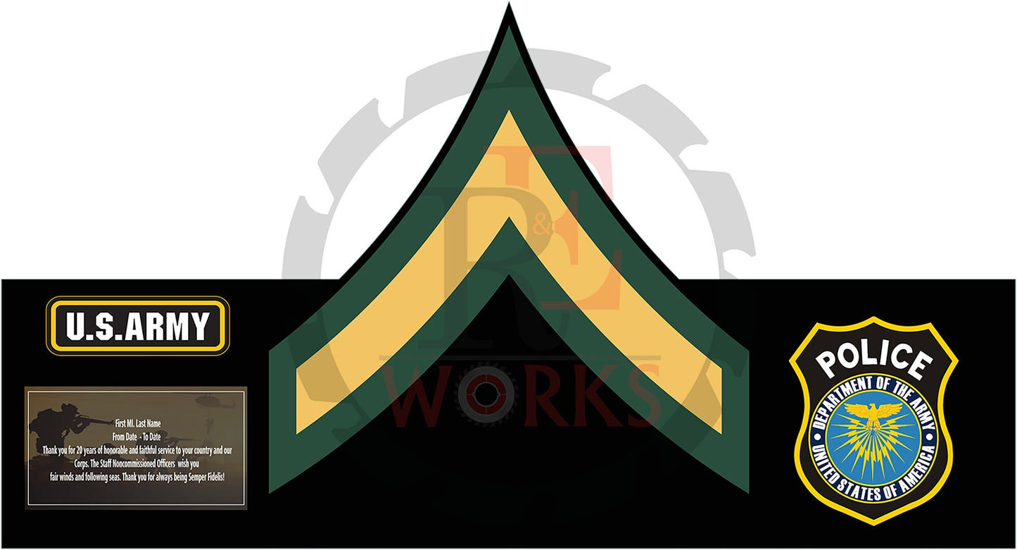 Army Chevron Rank Plaque V.2 – Custom Engraved NCO and Officer Promotion & Retirement Gift