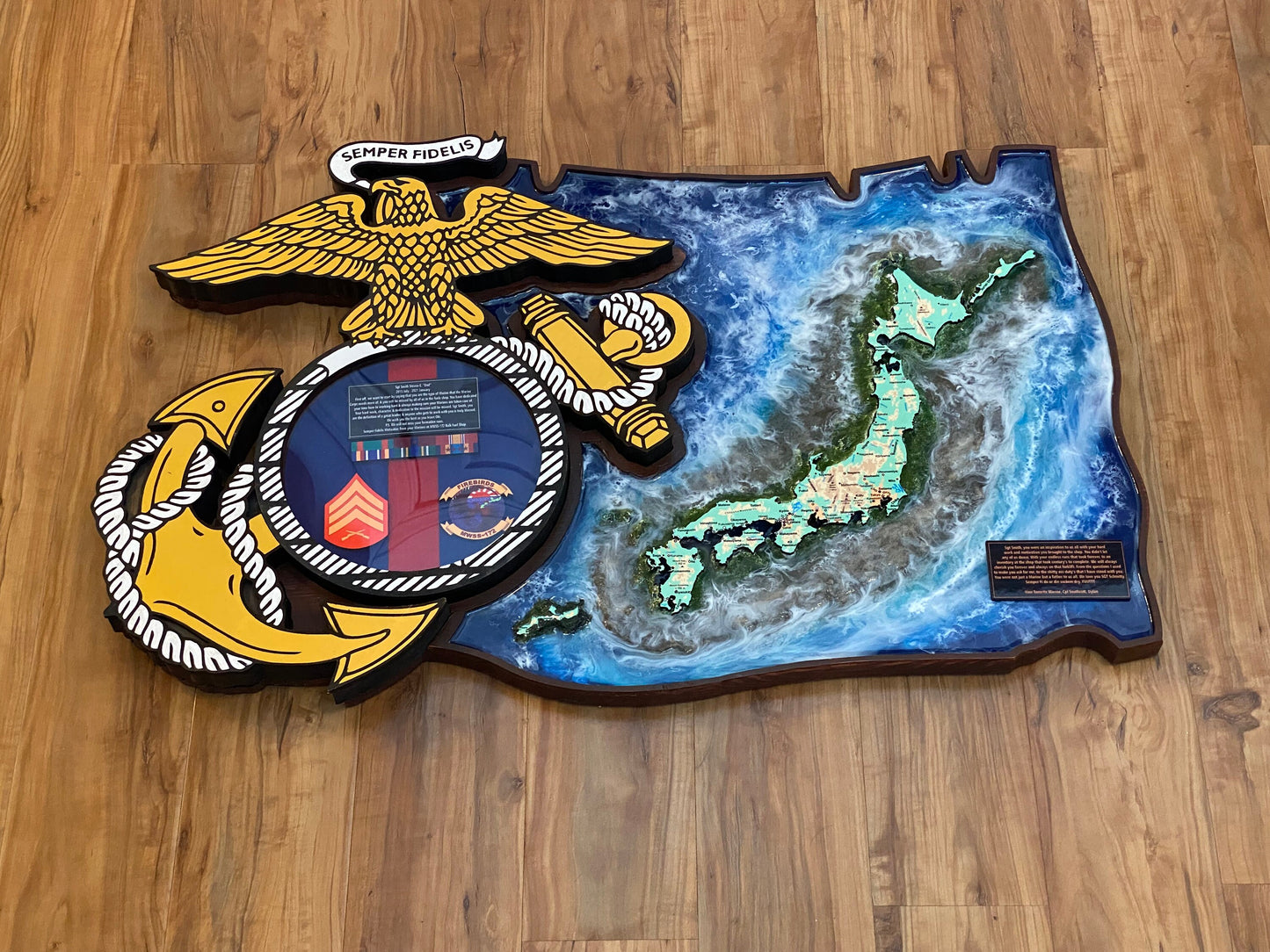 USMC EGA Island Plaque – Marine Corps Eagle Globe Anchor Retirement Gift