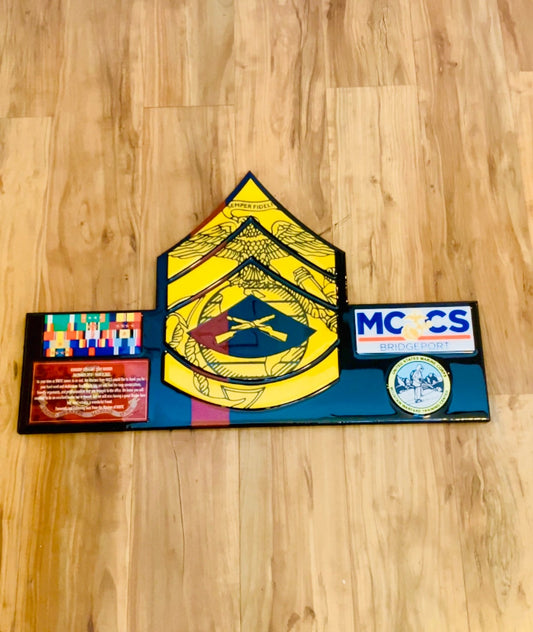 USMC Chevron Rank Plaque V.1 – Marine Corps NCO and Officer Promotion & Retirement Gift