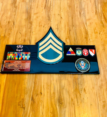 Army Chevron Rank Plaque V.2 – Custom Engraved NCO and Officer Promotion & Retirement Gift