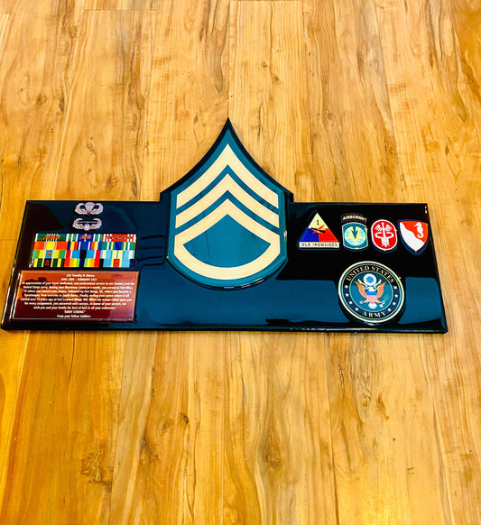 Army Chevron Rank Plaque V.2 – Custom Engraved NCO and Officer Promotion & Retirement Gift