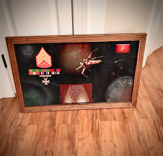 Custom Military Frame Plaque – Handcrafted Wood & Epoxy Veteran Display