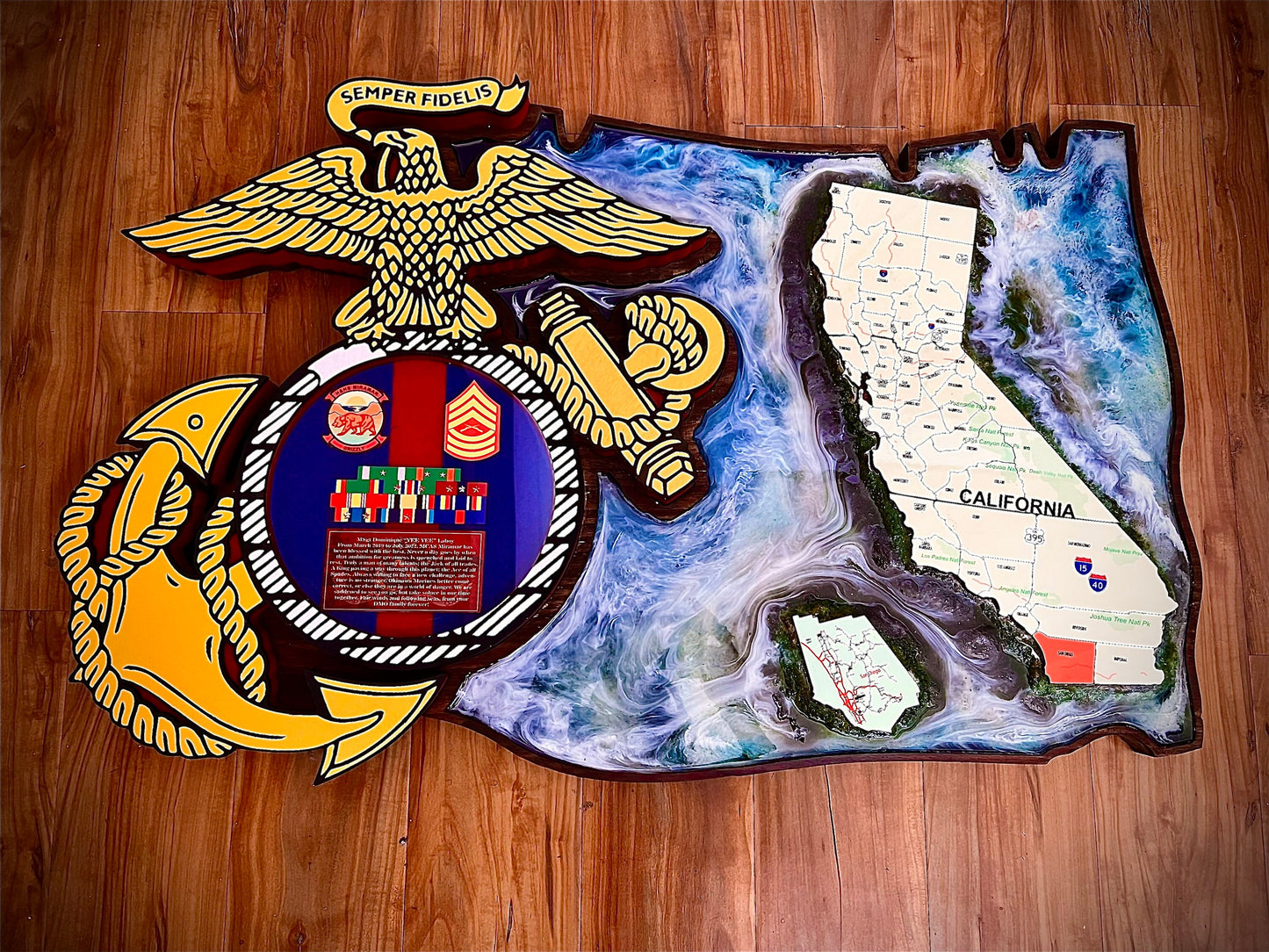 USMC EGA Island Plaque – Marine Corps Eagle Globe Anchor Retirement Gift