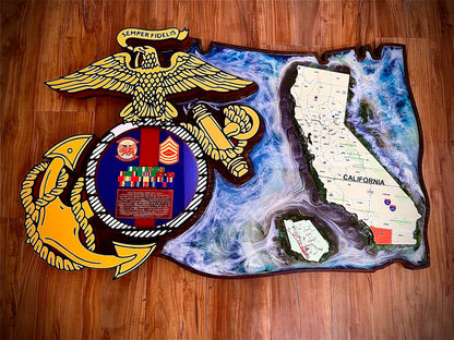 USMC EGA Island Plaque – Marine Corps Eagle Globe Anchor Retirement Gift