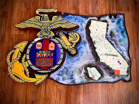 USMC EGA Island Plaque – Marine Corps Eagle Globe Anchor Retirement Gift