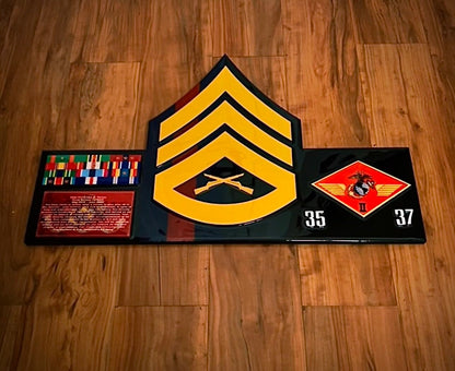 USMC Chevron Rank Plaque V.1 – Marine Corps NCO and Officer Promotion & Retirement Gift