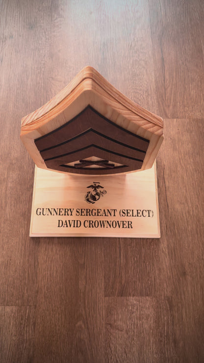 Military Chevron Desk Stand – Custom Rank Display for Marines & Army NCOs and Officers
