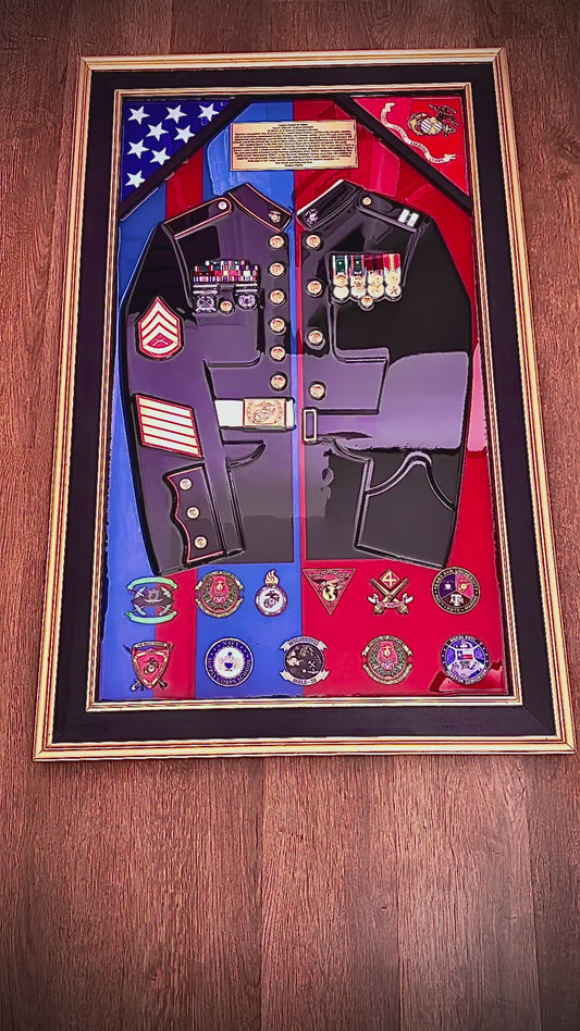 Dual Blouse Military Epoxy Resin Display – Side-by-Side Service Shadow Box
